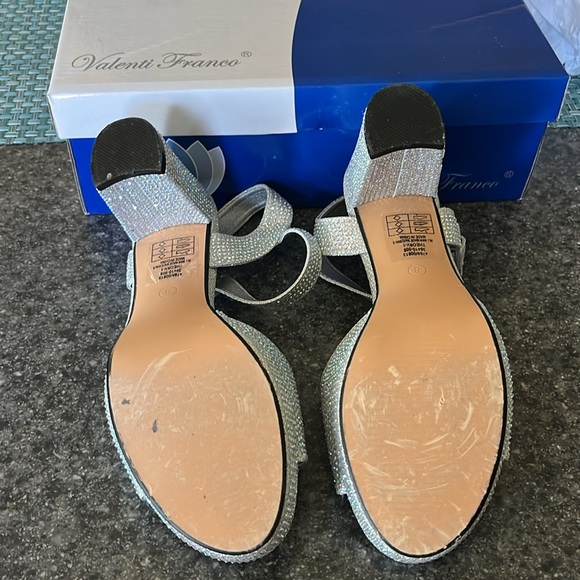 Valenti Franco silver chunk rhinestone crystal heels diamond sparkle - Picture 3 of 6